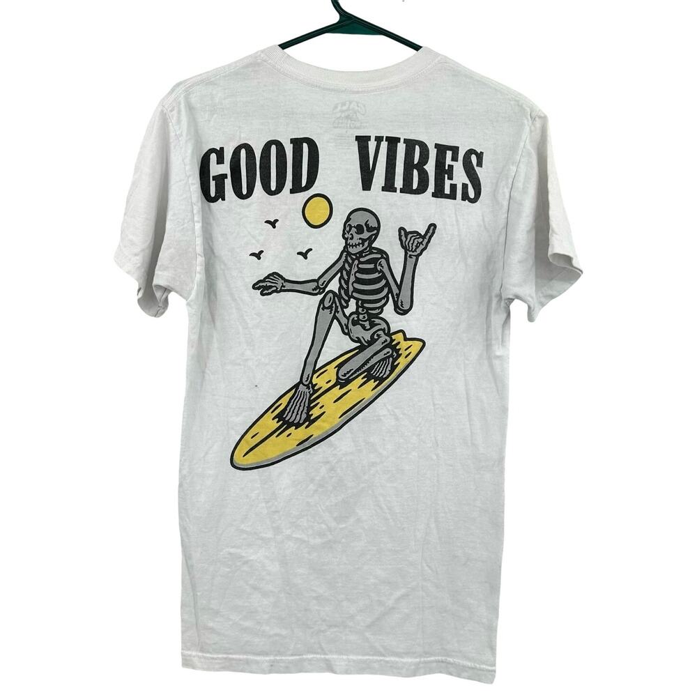 Call Your Mother Size Small Shirt White Graphic Print Tee Good Vibes Surfer Crew